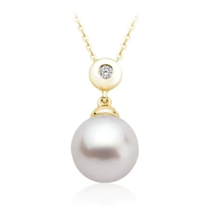 14kt Yellow Gold Diamond and Pearl Necklace